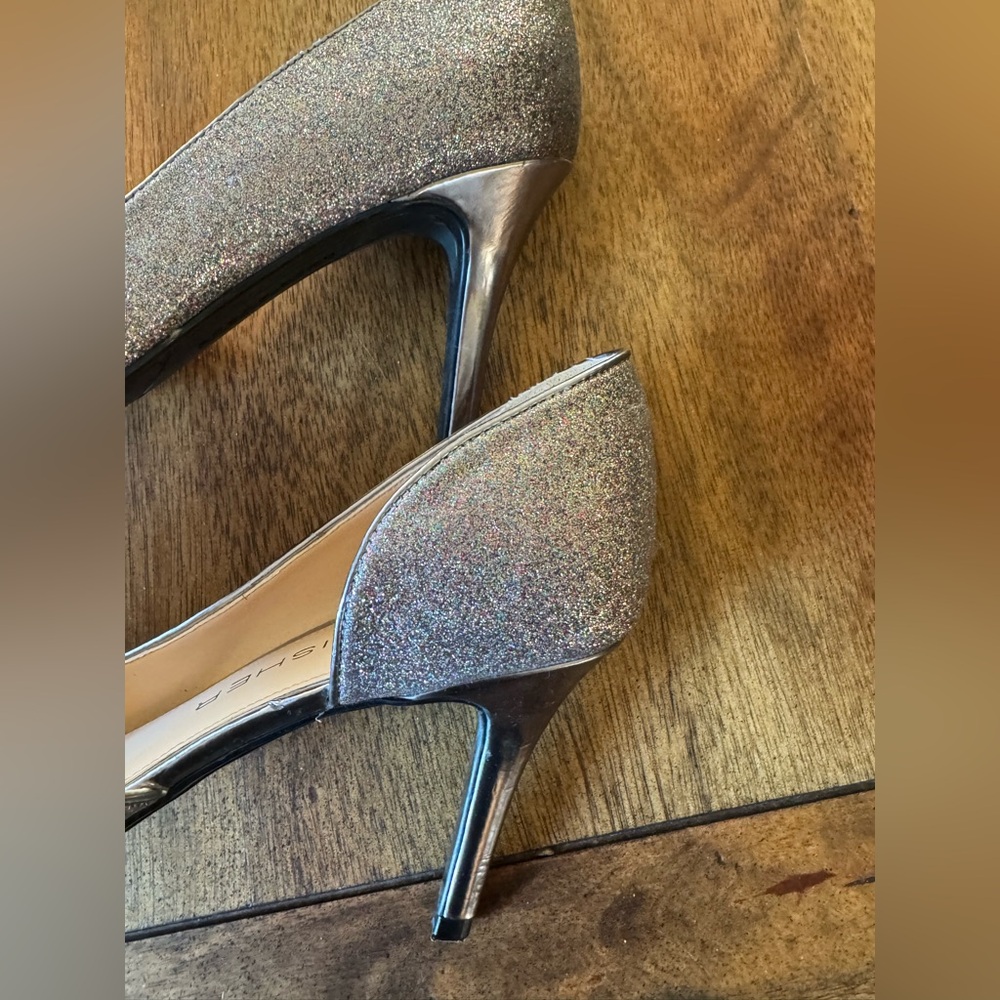 Marc Fisher Glitter Peep-Toe High Heel Pumps Women’s 8M - Picture 7 of 10
